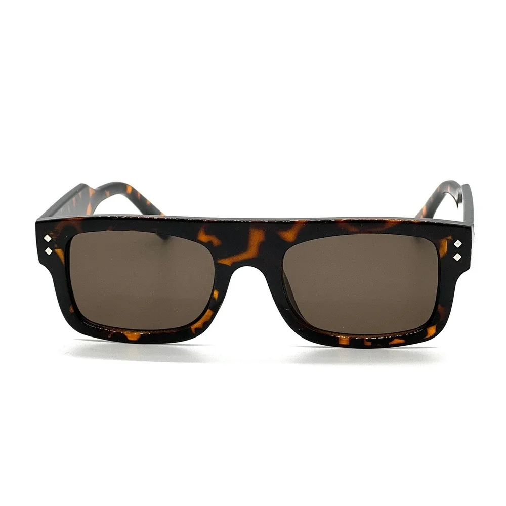 Tortoise Sunglasses Square Flat Top Fashion Stylish Glasses Class Sophistication